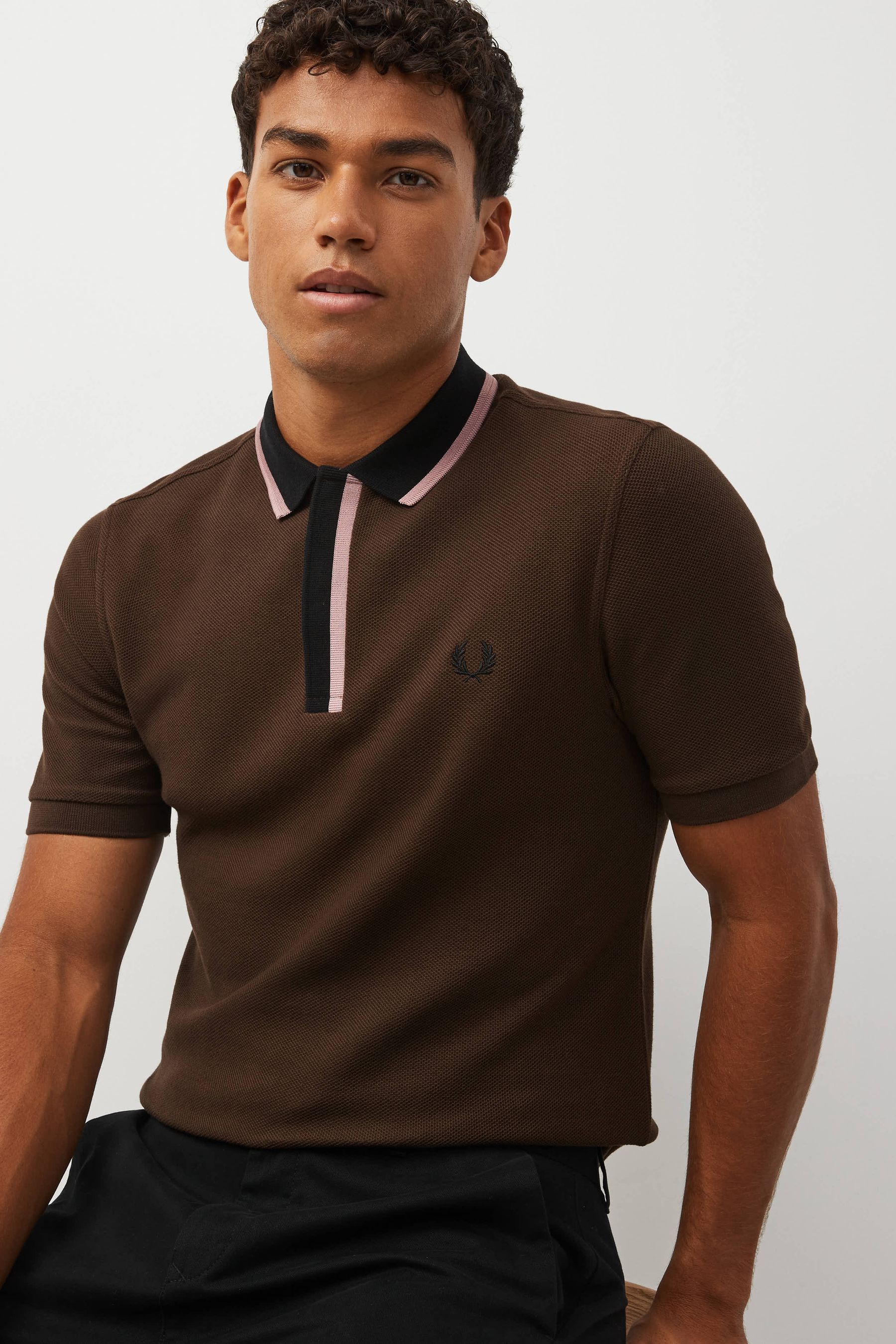 Fred perry brown polo shirt best sale