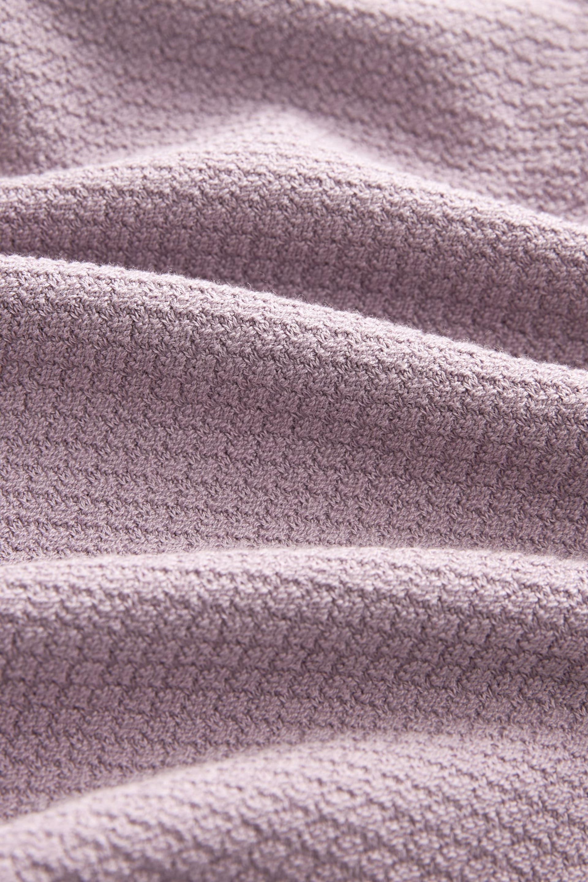 Purple Knitted Bubble Textured Regular Fit Polo Shirt - Image 7 of 7