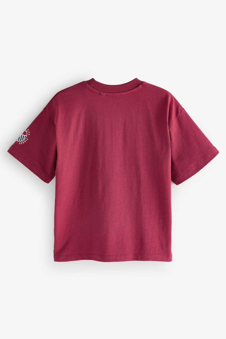 Berry Red Short Sleeve Varsity 100% Cotton T-Shirt (3-16yrs) - Image 2 of 3