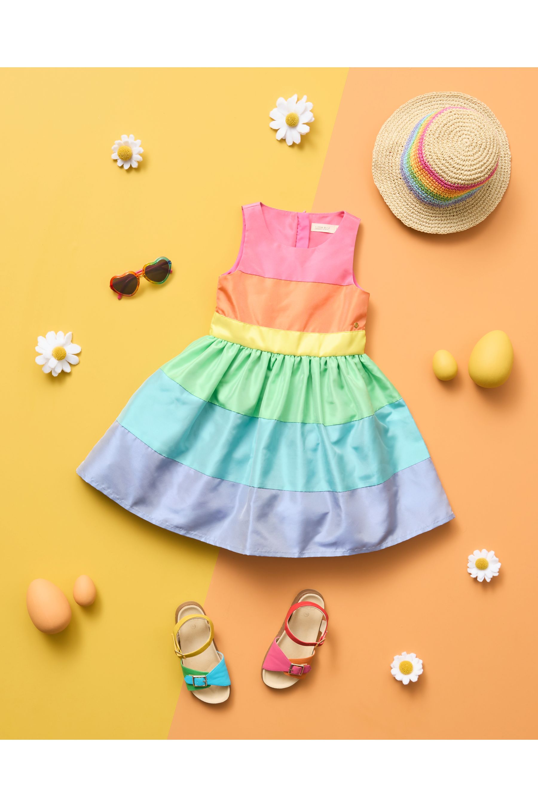 Buy Little Bird by Jools Oliver Multi Colourful Pastel Striped Occasion Dress with Bow from Next Luxembourg