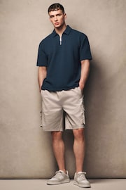 Navy Relaxed Fit Zip Neck Polo Shirt - Image 2 of 8