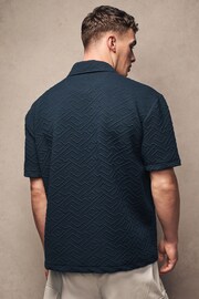 Navy Relaxed Fit Zip Neck Polo Shirt - Image 4 of 8