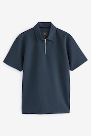 Navy Relaxed Fit Zip Neck Polo Shirt - Image 6 of 8