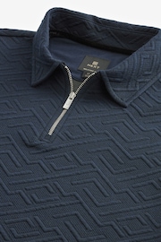 Navy Relaxed Fit Zip Neck Polo Shirt - Image 7 of 8