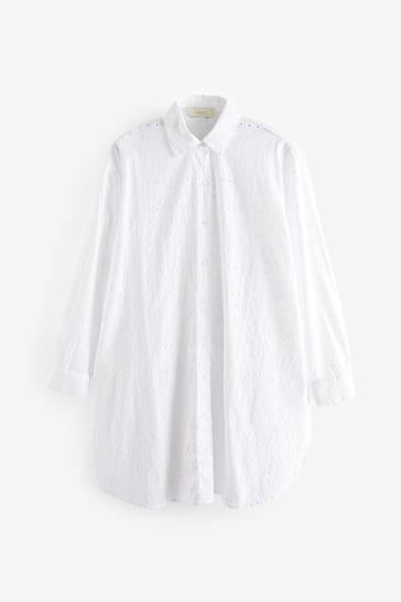 White Broderie Beach Shirt
