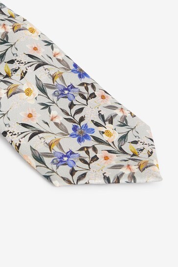Sage Green Floral Silk Pattern Tie