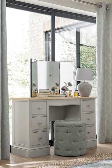 Grey Hampton Painted Oak Collection Luxe Storage Console Dressing Table
