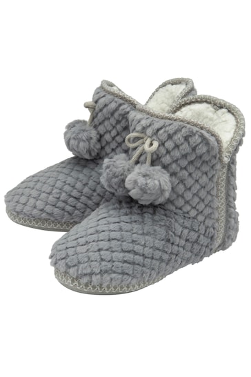 Dunlop Grey Ladies Waffle Bootee Slippers