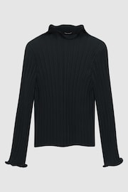 Atelier Fitted Ribbed Ruffle Neck Top - Image 2 of 5
