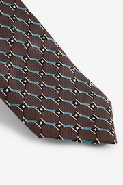 Brown/Teal Blue Textured Silk Tie - Image 2 of 3