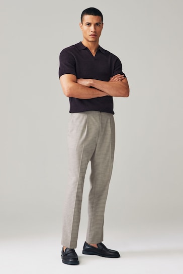 Stone Slim Tapered Textured Side Adjuster Trousers