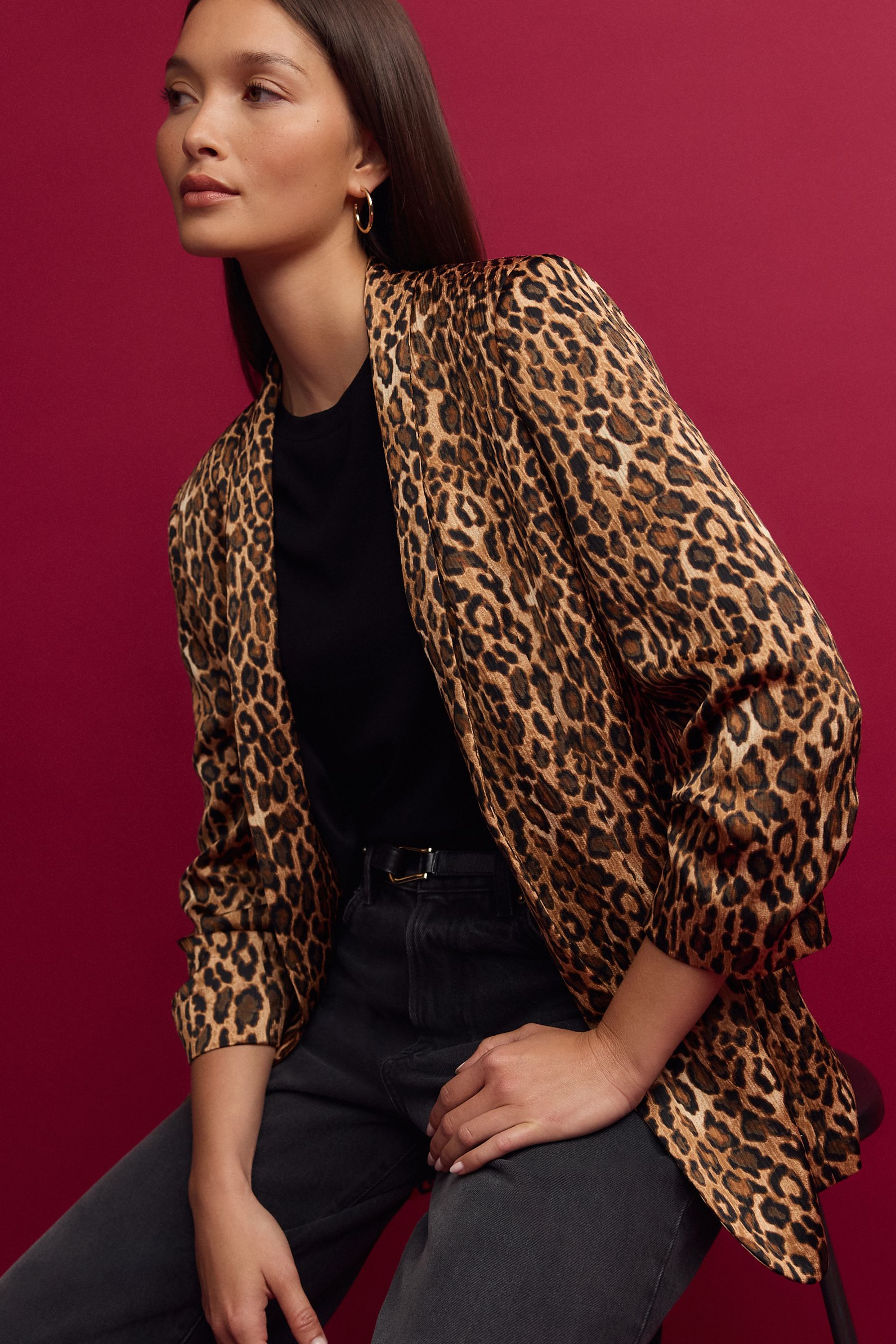 Leopard blazer hot sale