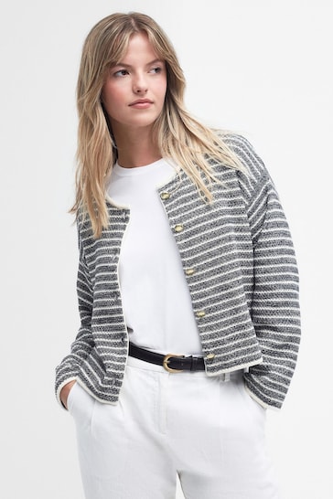 Barbour® Grey Rei Stripe Knitted Cardigan
