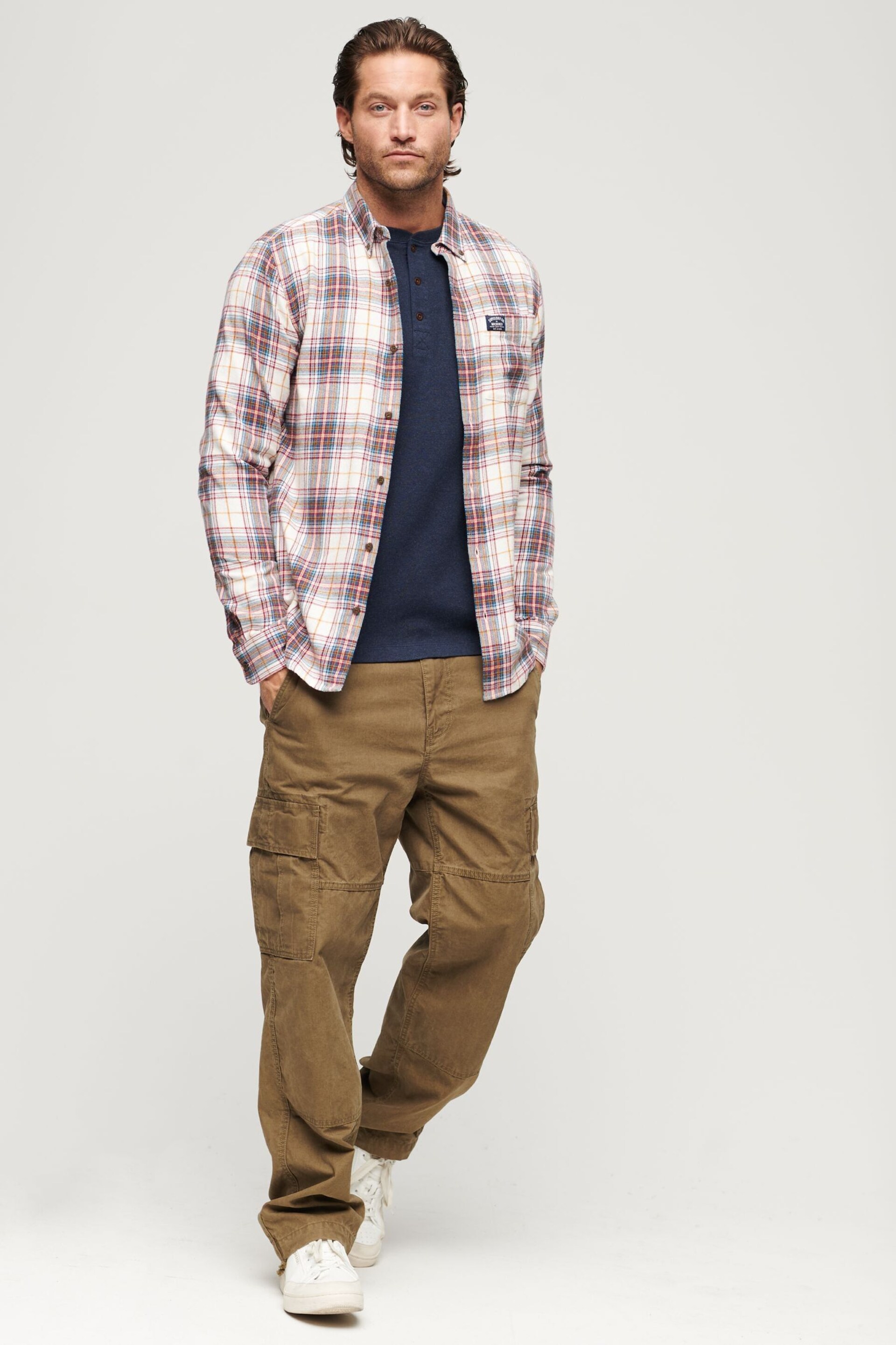 Superdry White Long Sleeve Cotton Lumberjack Shirt - Image 2 of 6