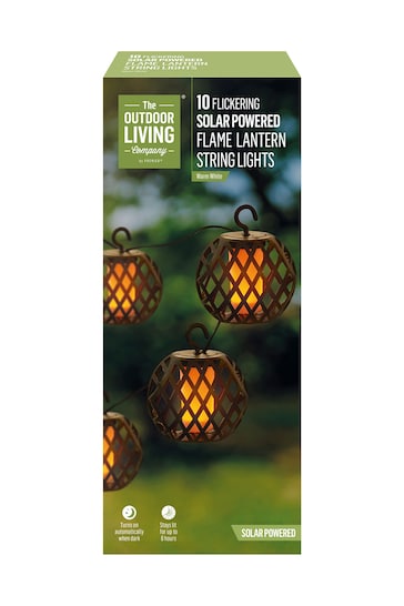 Premier Decorations Ltd 10 Solar Flickering Lantern Outdoor String Lights
