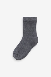 Khaki Green/Grey Cotton Rich Fine Rib Socks 7 Pack - Image 6 of 8