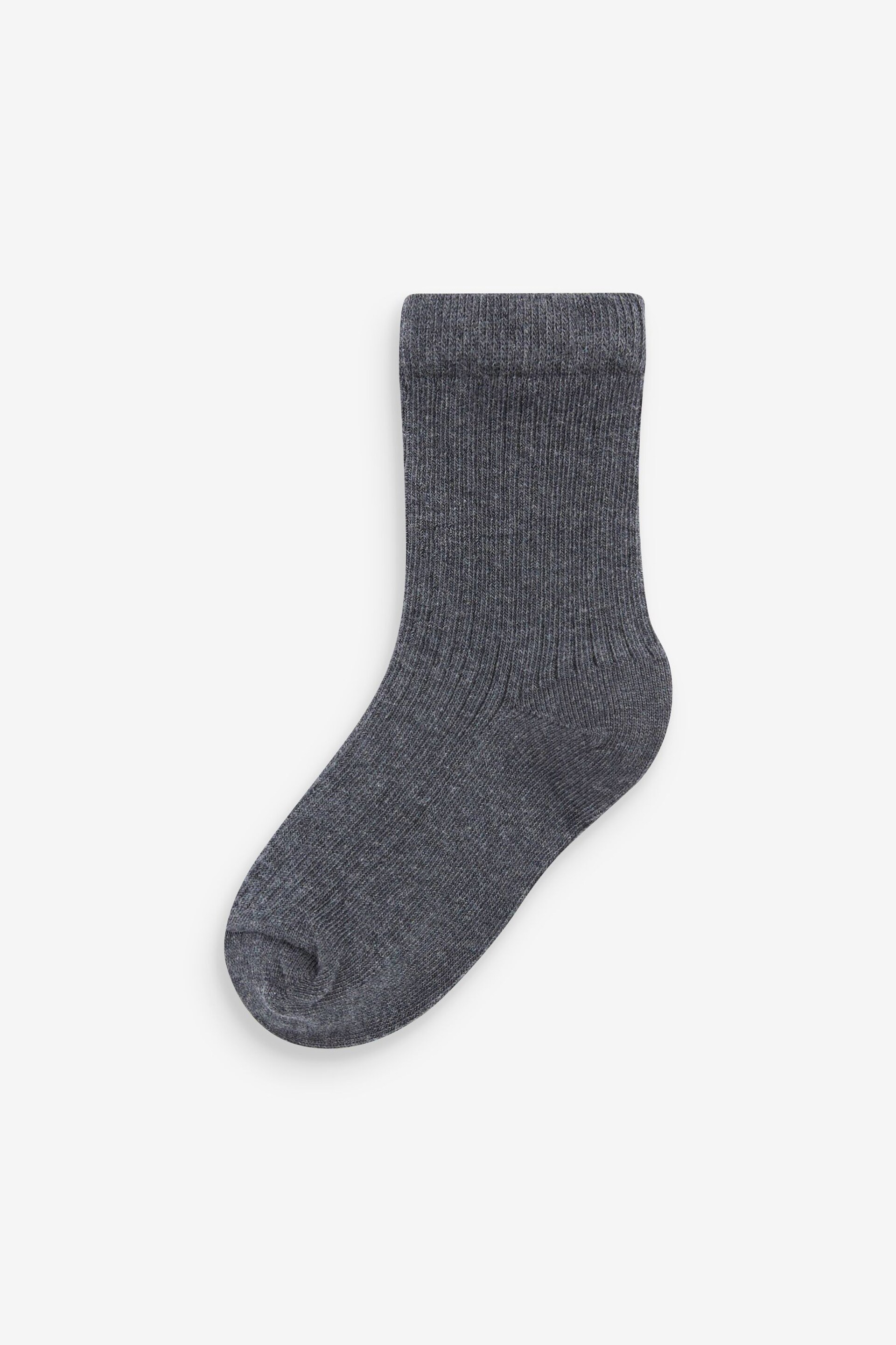 Khaki Green/Grey Cotton Rich Fine Rib Socks 7 Pack - Image 6 of 8