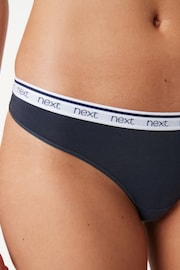 Pink/Blue Stripe Thong Cotton Rich Logo Knickers 4 Pack - Image 10 of 10