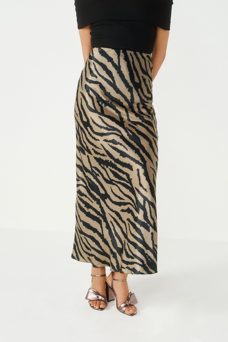 Zebra Animal Print Satin Skirt - Image 2 of 6