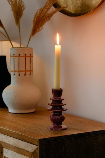 Red Moroccan Inspired Ceramic Taper Candle Holder