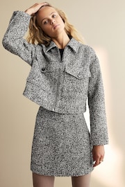 Black/White Boucle Textured Jacket - Image 3 of 8