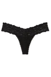 Victoria's Secret PINK Pure Black Lace Trim  Rib Thong Knickers - Image 3 of 3