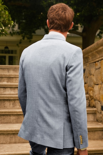 Blue Slim Fit Textured Suit Jacket