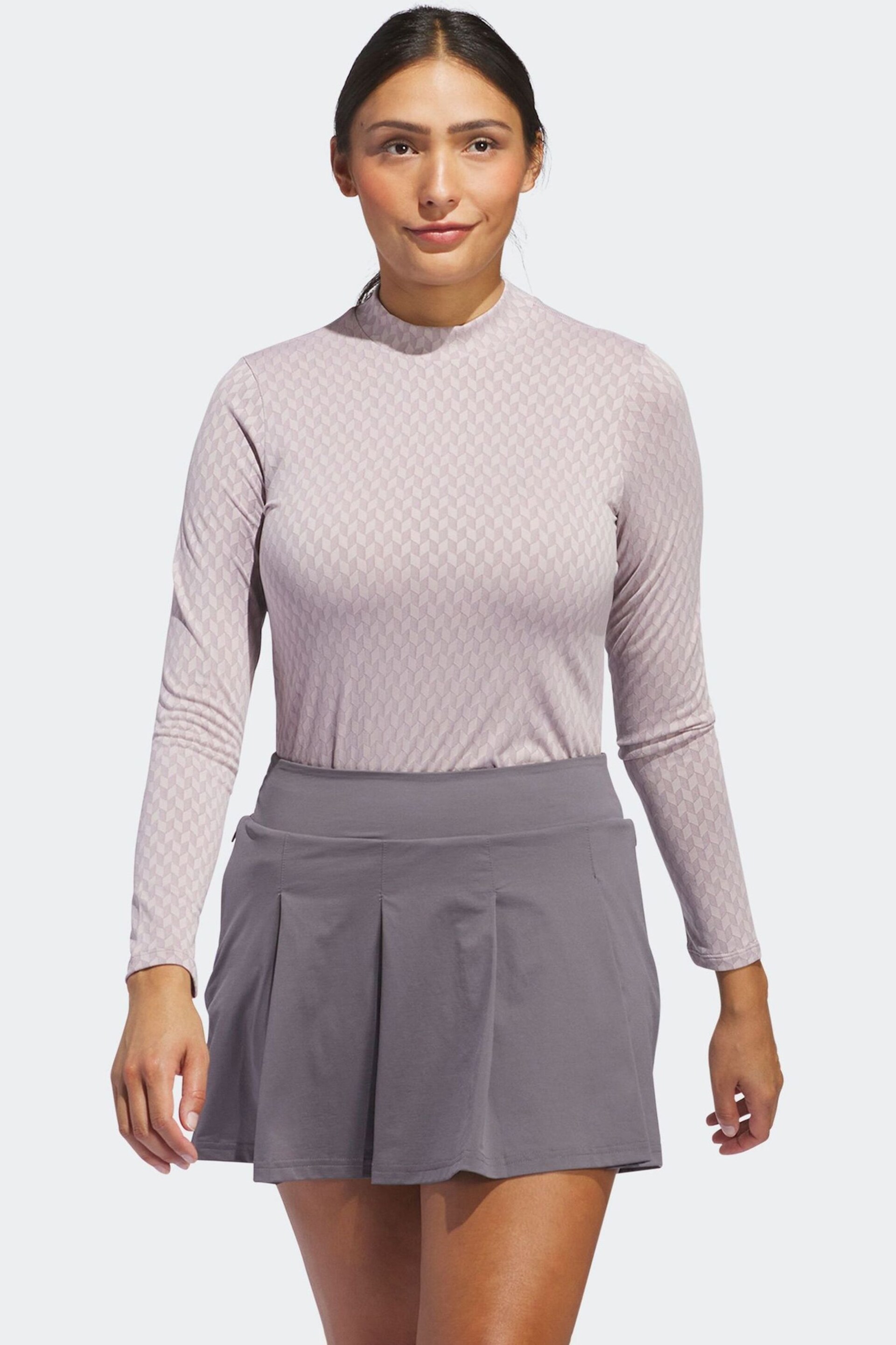 adidas Golf Blush Pink Ultimate365 Tour Heat.Rdy Mock Neck Polo Shirt - Image 1 of 7