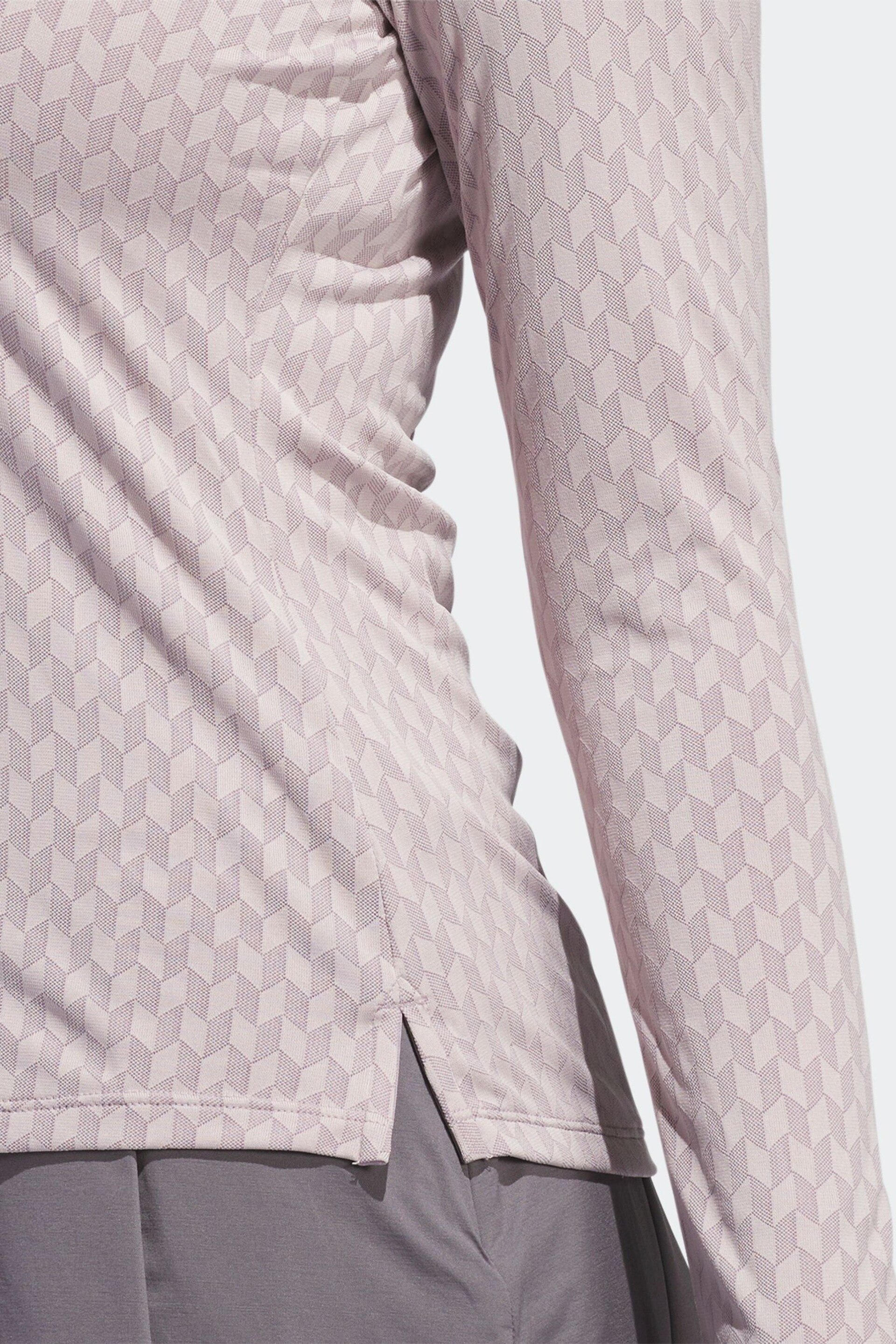 adidas Golf Blush Pink Ultimate365 Tour Heat.Rdy Mock Neck Polo Shirt - Image 6 of 7