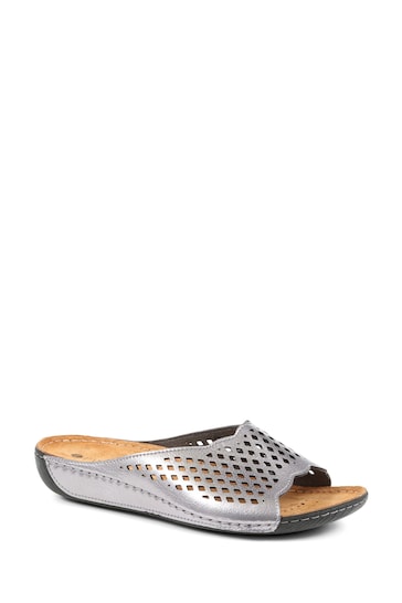 Pavers Natural Perforated Leather Mule Sliders