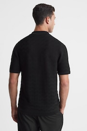 Reiss Black Lunar Textured Cuban Collar Button-Through Shirt - Image 5 of 5