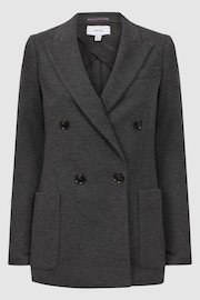 Reiss Grey Melange Iria Double Breasted Wool Blend Suit Blazer - Image 2 of 5