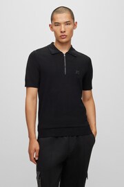 HUGO Saston Zip Neck Box Logo Polo Shirt - Image 1 of 5