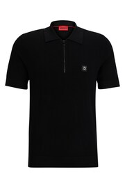 HUGO Saston Zip Neck Box Logo Polo Shirt - Image 5 of 5