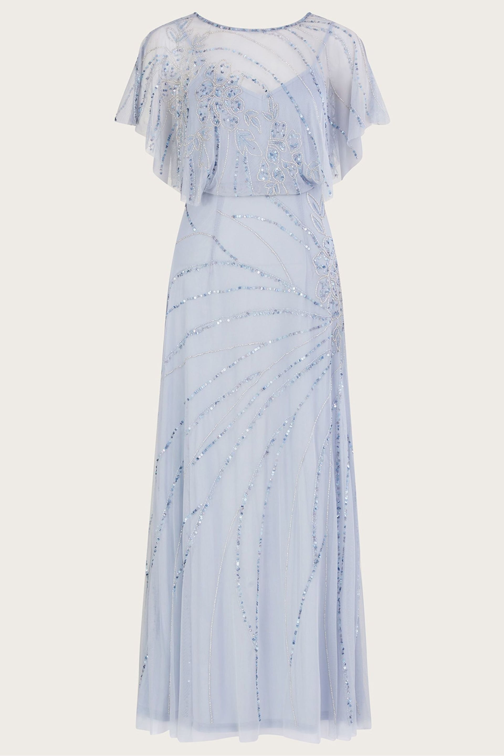 Monsoon Grey Sienna Sustainable Embroidered Maxi Dress - Image 4 of 4