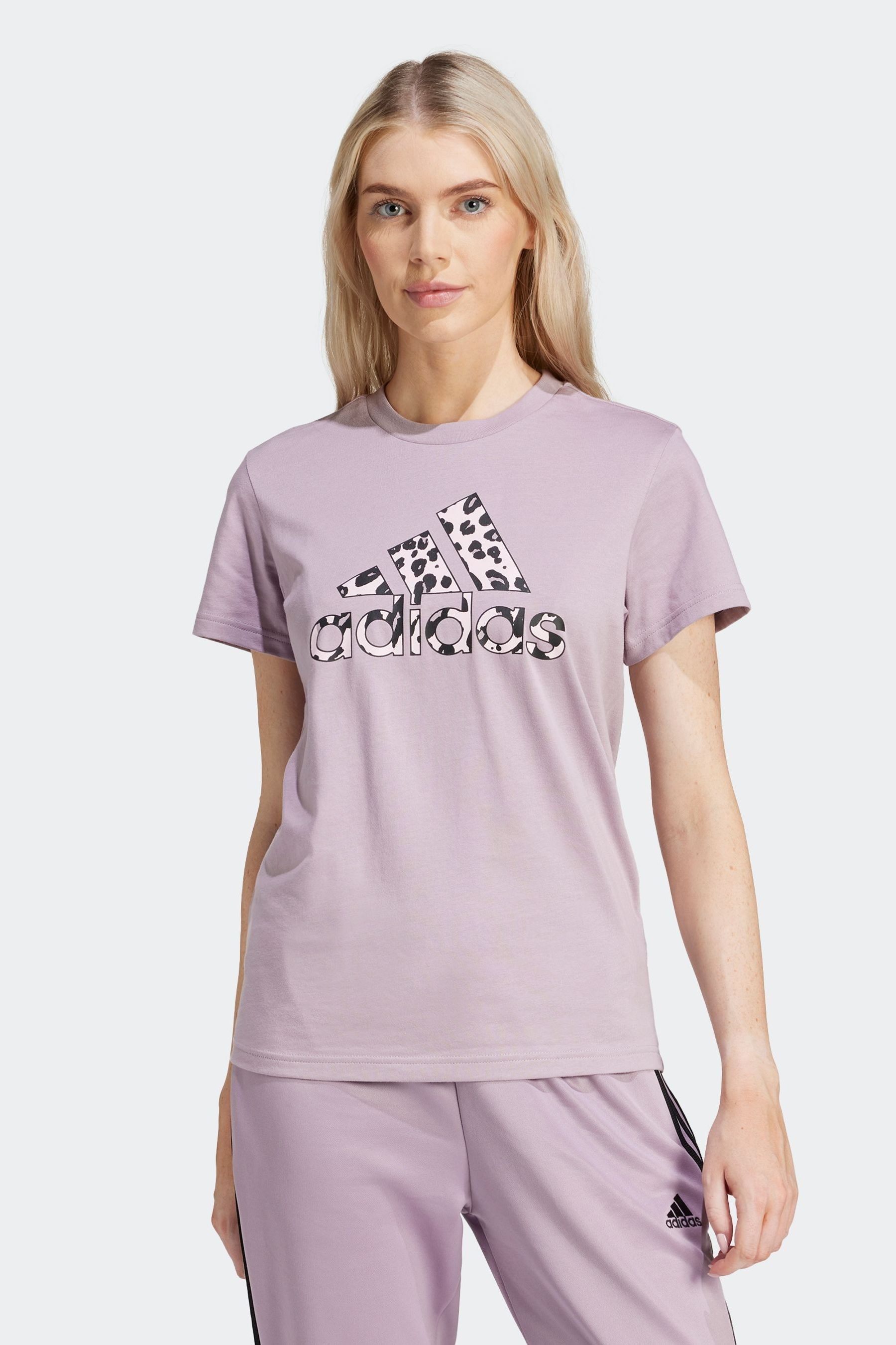 Buy adidas Purple 100 Cotton Sportswear Animal Print Graphic T Shirt from Next Oman