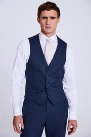 MOSS Blue Tailored Fit Flannel Waistcoat - Image 1 of 3