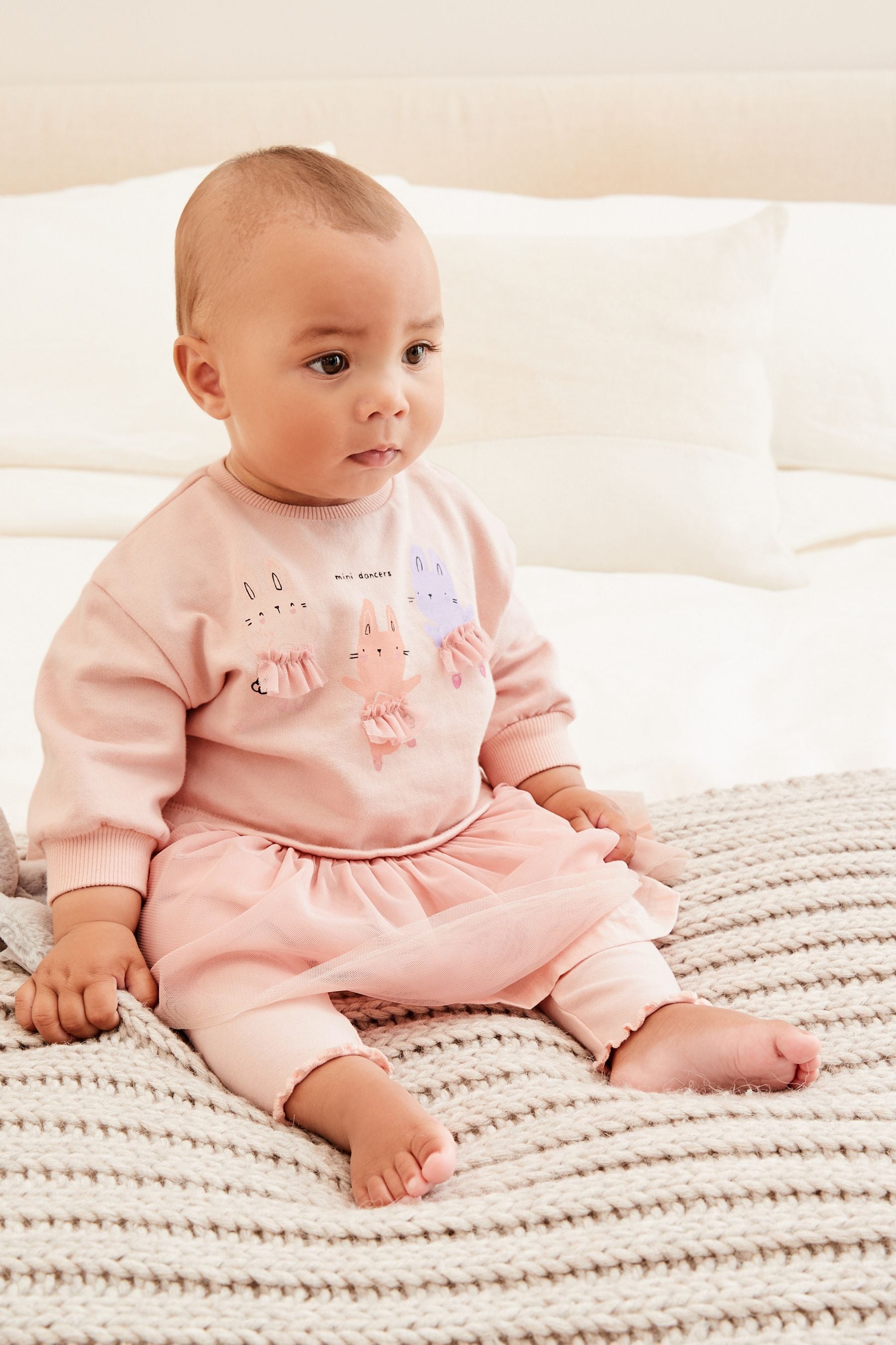 Buy Pink Bunny Baby Tutu Sweatshirt And Leggings 2 Piece Set from Next Luxembourg