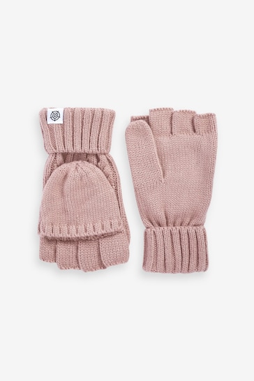 Tog 24 Pink Mid Marl Wilks Knitted Fingerless Gloves