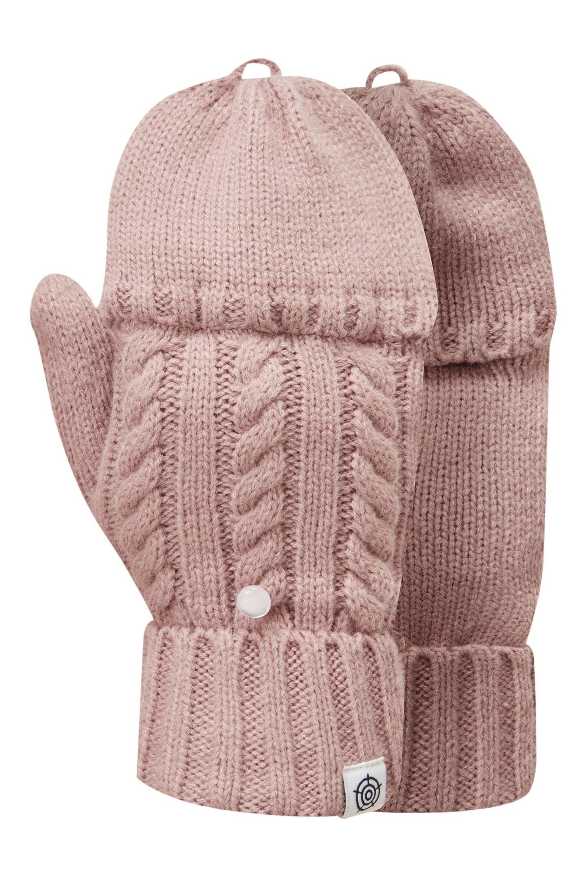 Tog 24 Pink Mid Marl Wilks Knitted Fingerless Gloves - Image 2 of 3
