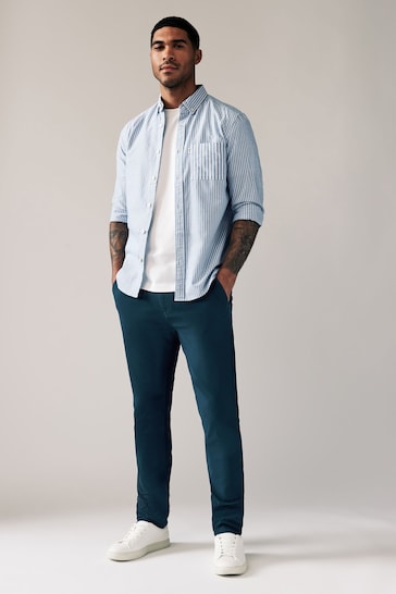 Dark Blue Skinny Fit Stretch Chino Trousers