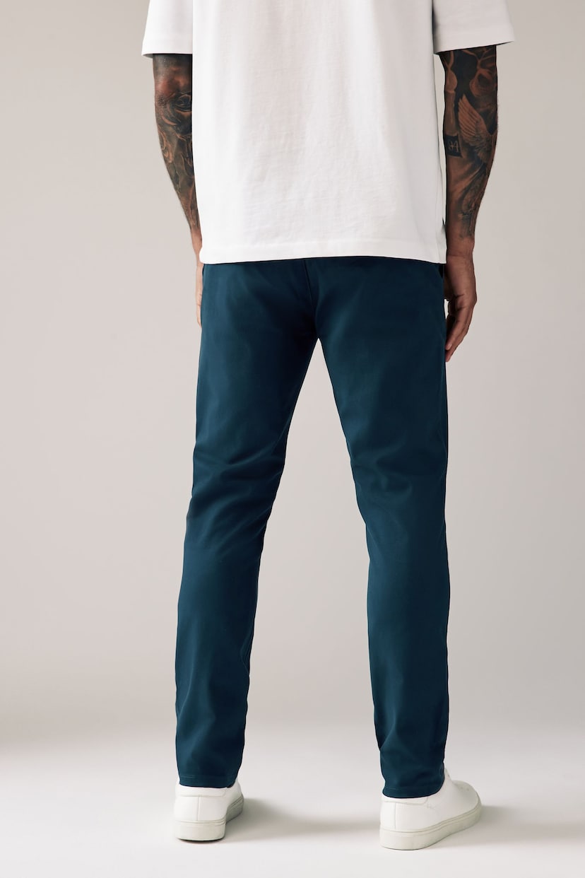 Dark Blue Skinny Fit Stretch Chino Trousers - Image 4 of 9
