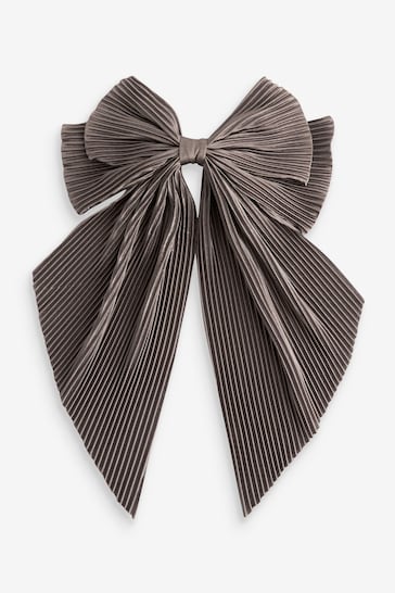 Mink Brown Plisse Bow Hairclip