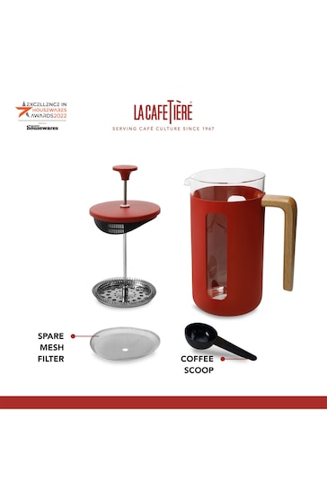 La Cafetiere Red Pisa 3 Cup Glass Cafetiere