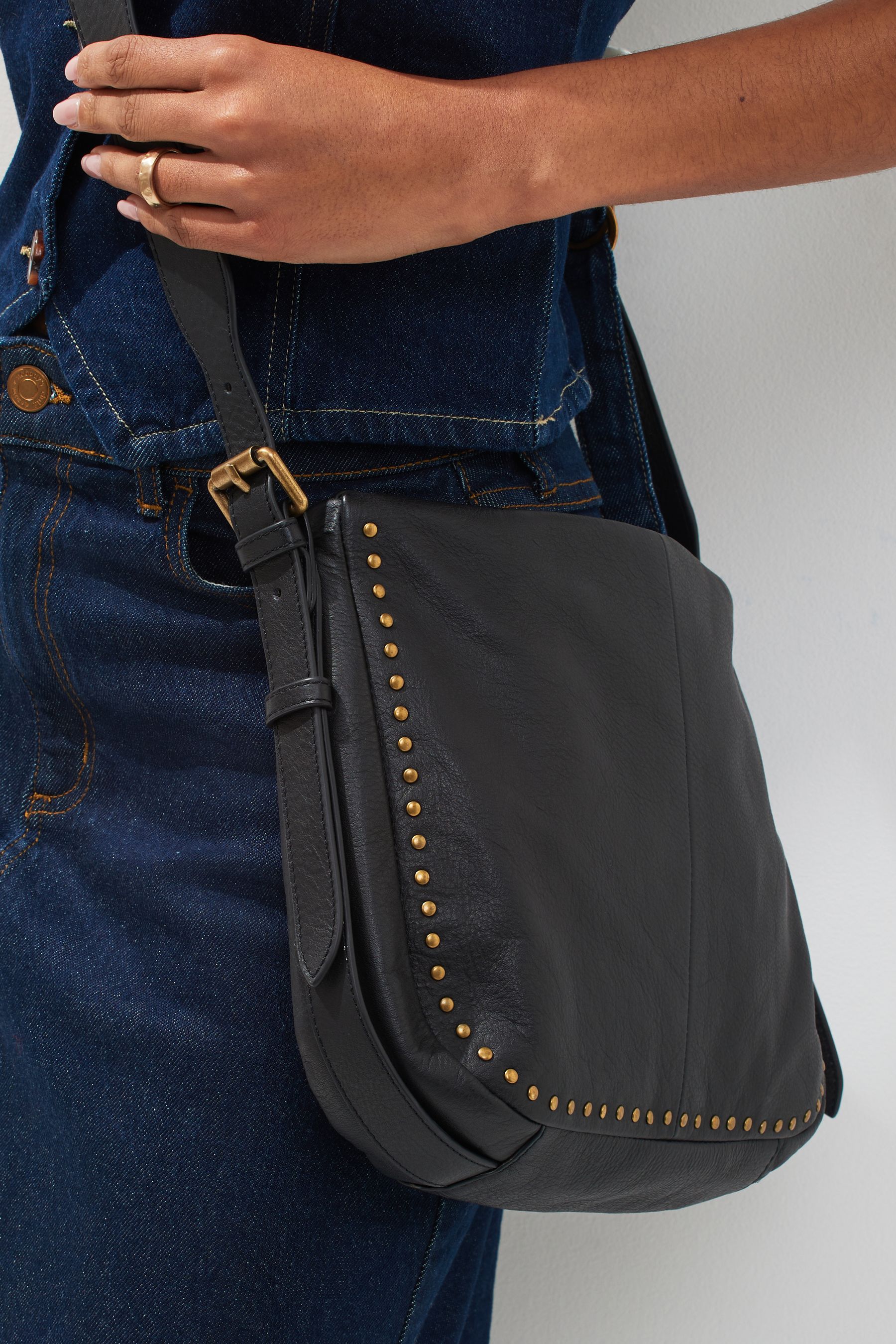 Studded leather bag best sale