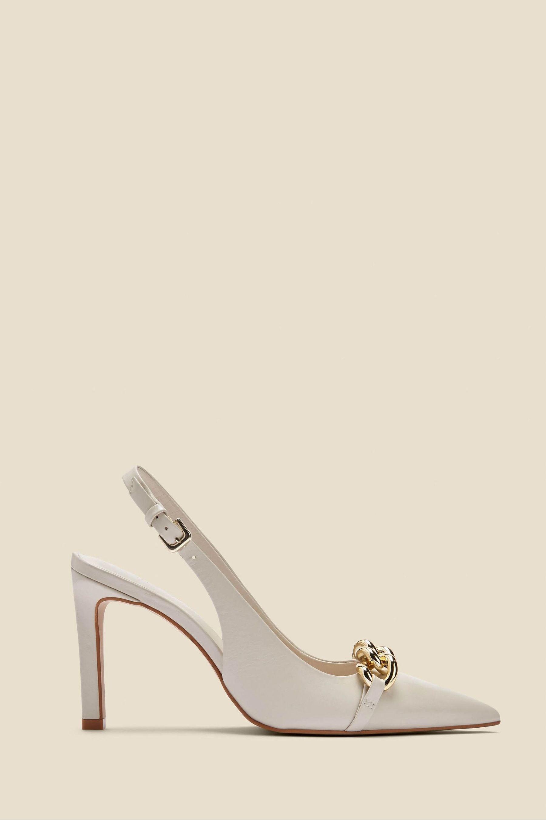 Buy Sosandar Cream Leather Chain Detail Slingback Court Shoes from Next Canada
