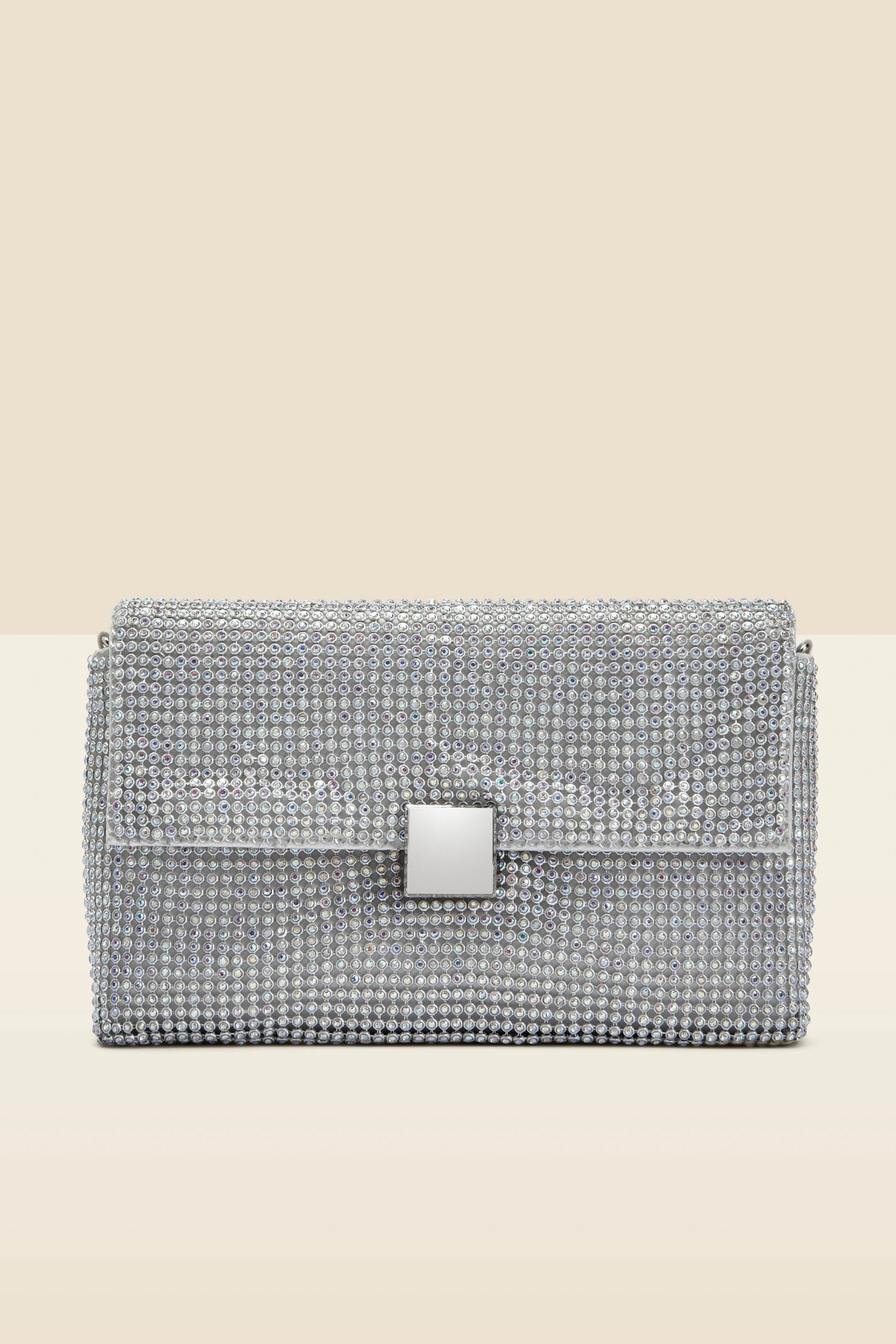 Soft silver sale clutch bag