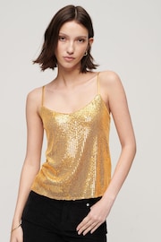Superdry Gold Sequin Cami Vest Top - Image 1 of 5