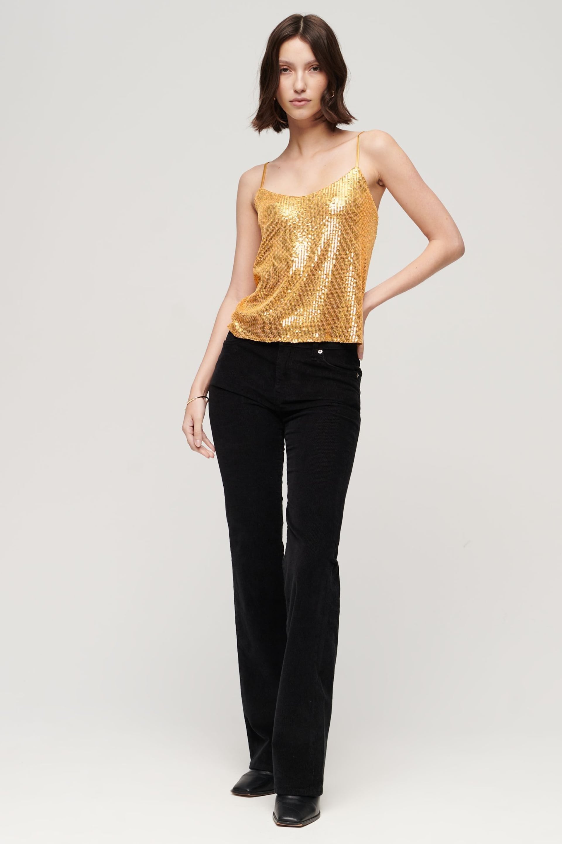 Superdry Gold Sequin Cami Vest Top - Image 2 of 5