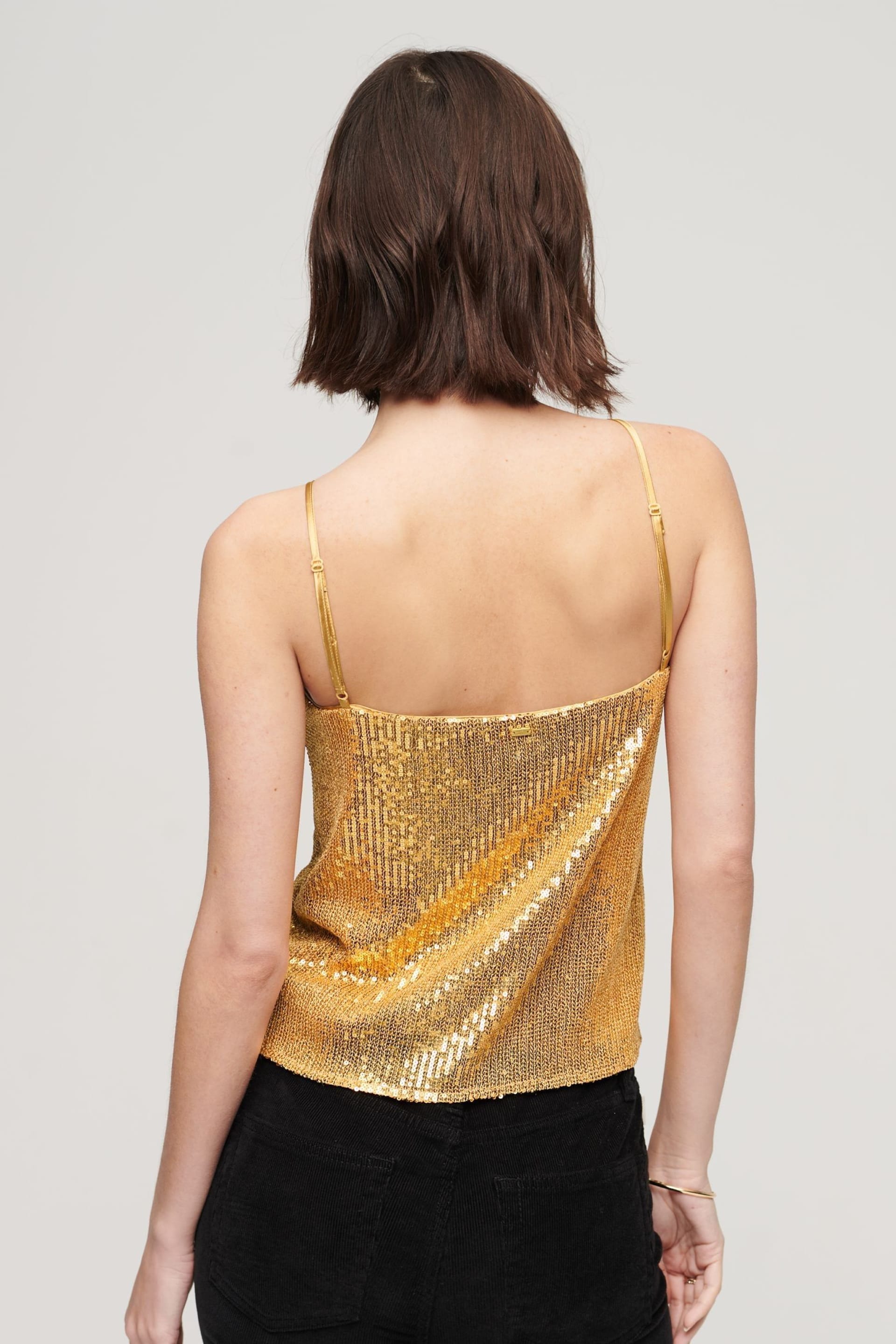 Superdry Gold Sequin Cami Vest Top - Image 3 of 5